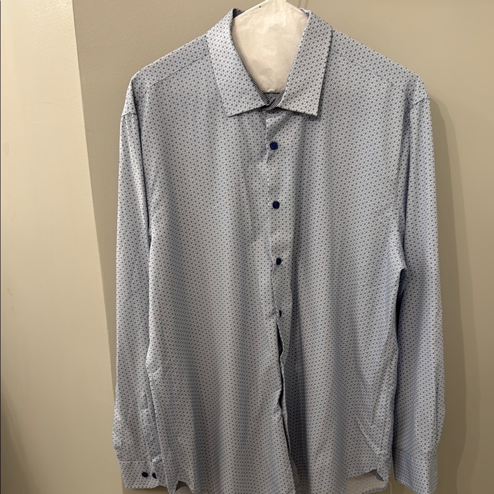 WRK Men’s Light Blue Formal Dress Shirt Button Down Size 18 4-way Stretch